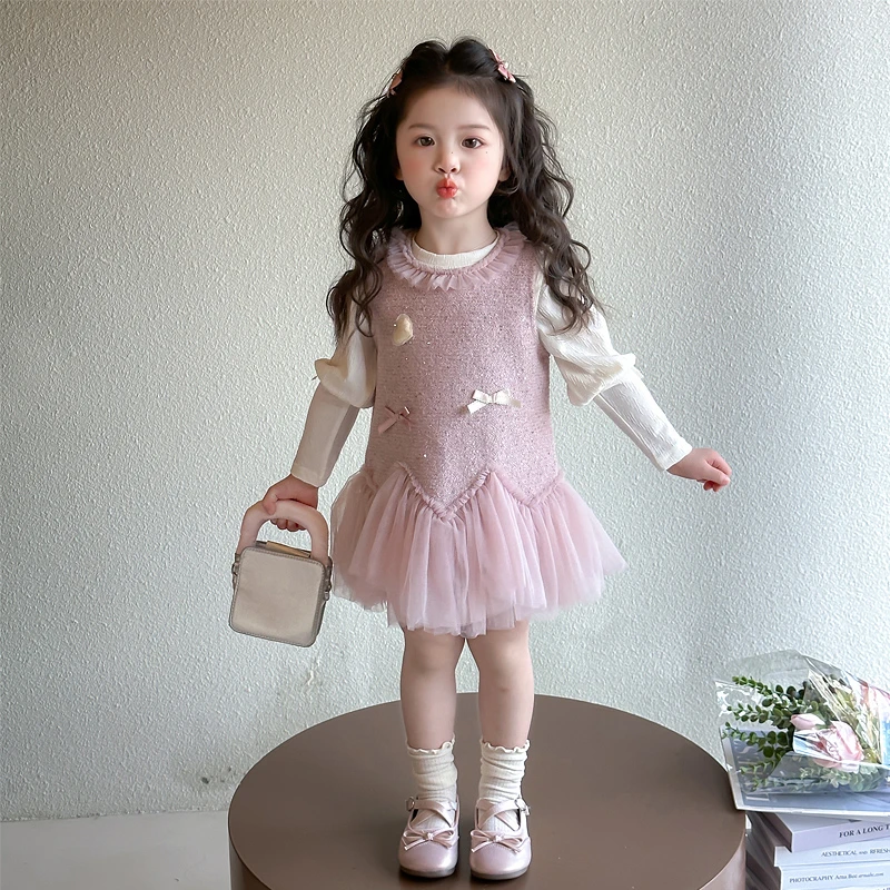 女童连衣裙春秋2025新款儿童周岁春装公主裙春季宝宝小香风背带裙