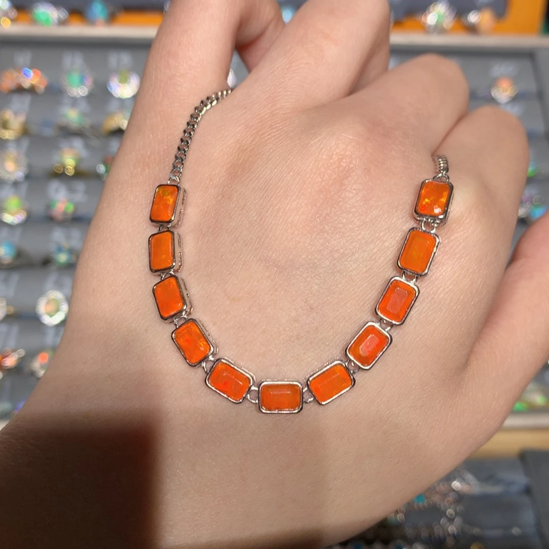 银S925镶嵌欧泊欧泊手链y