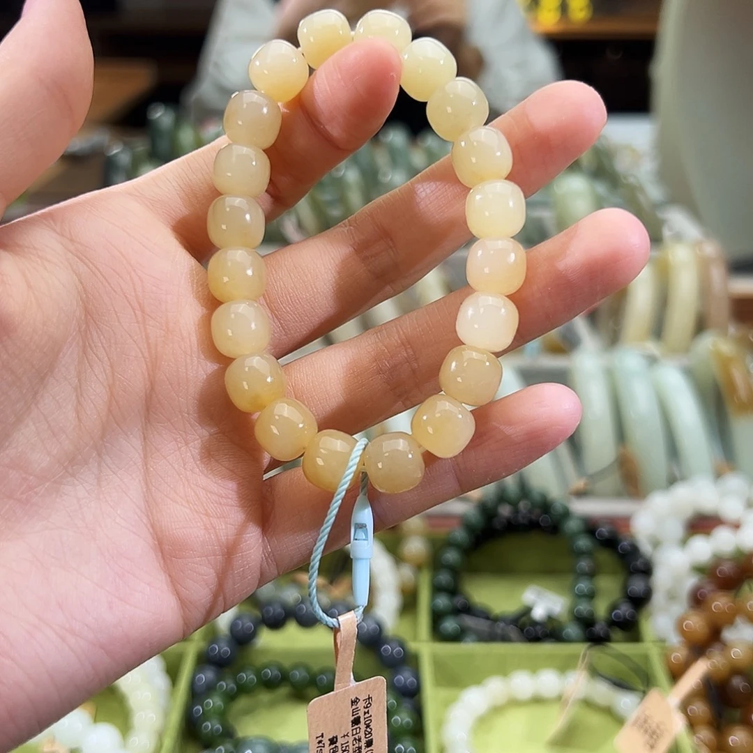 和田玉未镶嵌手串金山糖白9x10