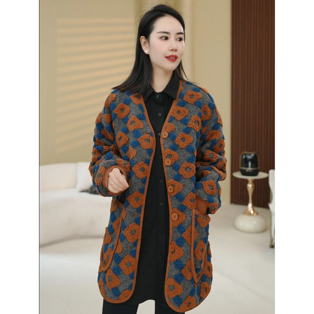 北桔2025春秋新款复古时尚设计款休闲百搭宽松显瘦花朵外套女5353