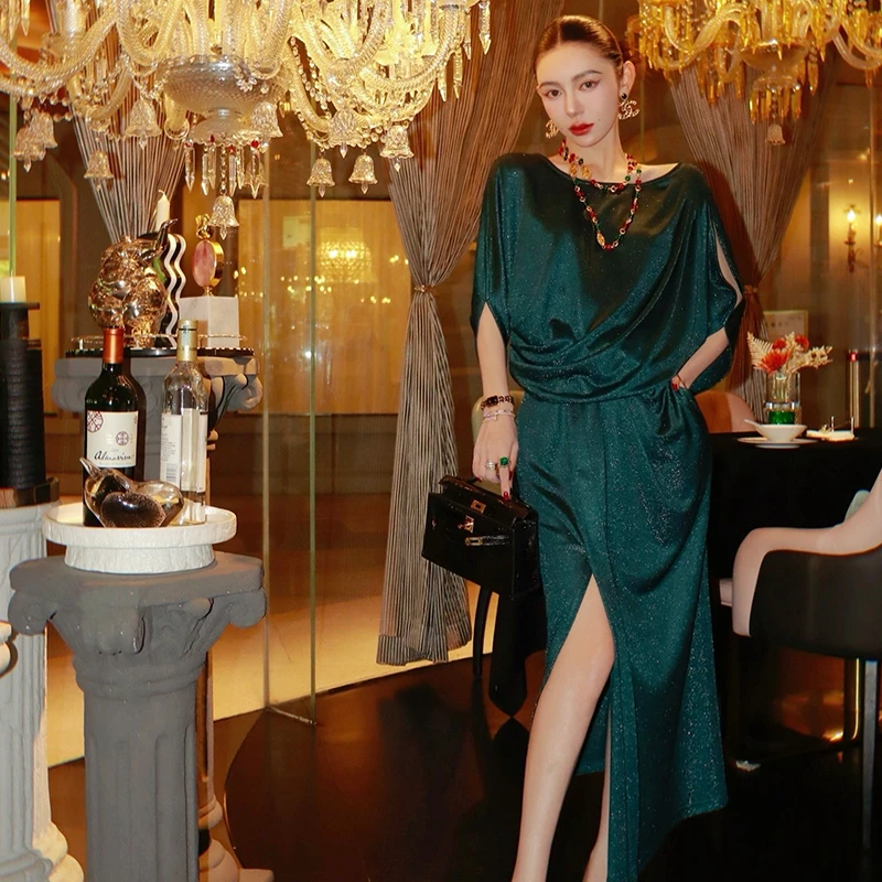 SunYuer & M/Q 〔浮翠流丹〕 高定醋酸褶皱不规则套装裙