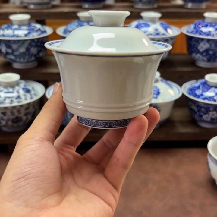 景德镇纯手工手绘马蹄盖碗容量120