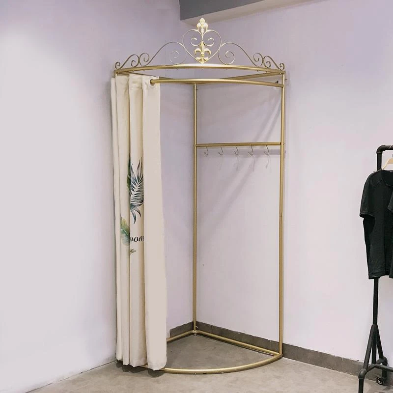 铁艺服装店墙角试衣间 简易拆卸试衣间 棉麻帆布印刷DIY 更衣室