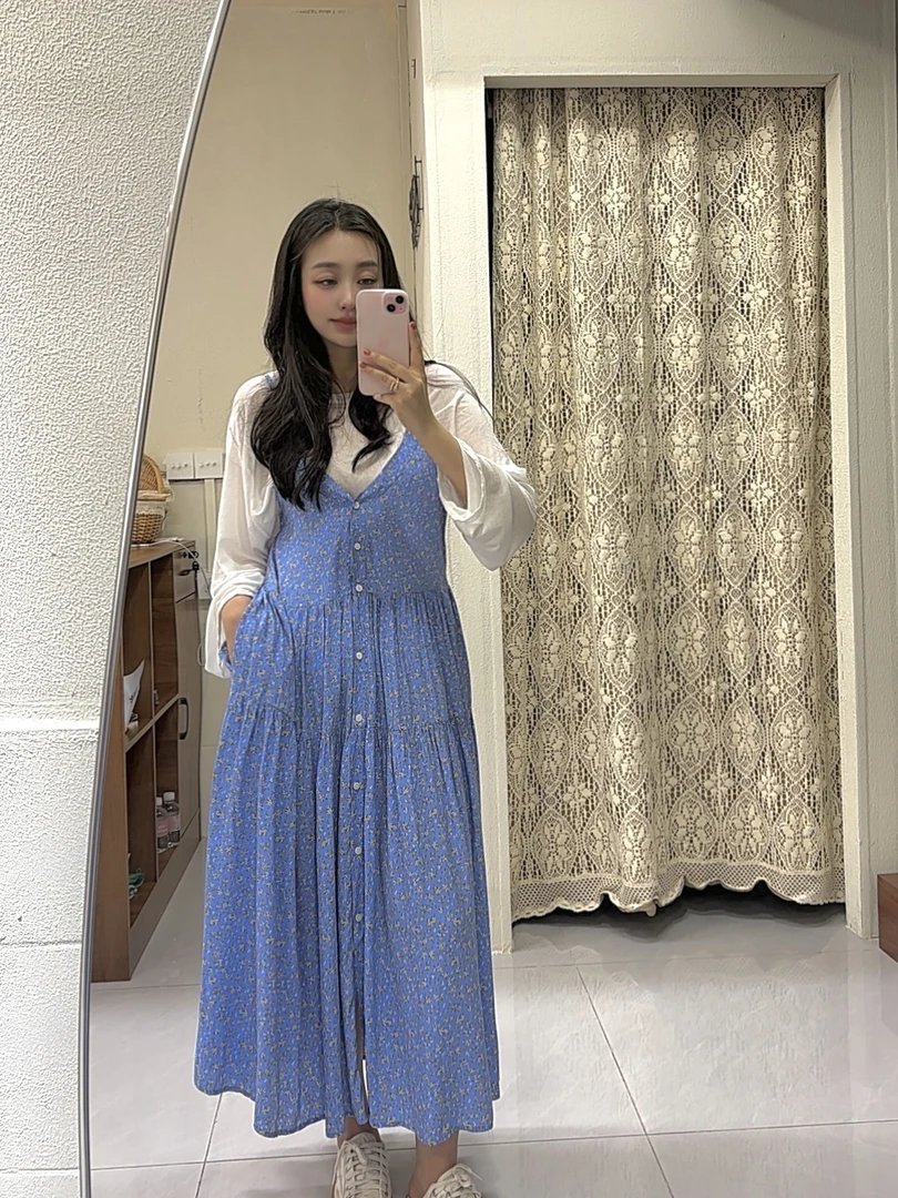 东大门夏季碎花吊带连衣裙裙子（no退换）