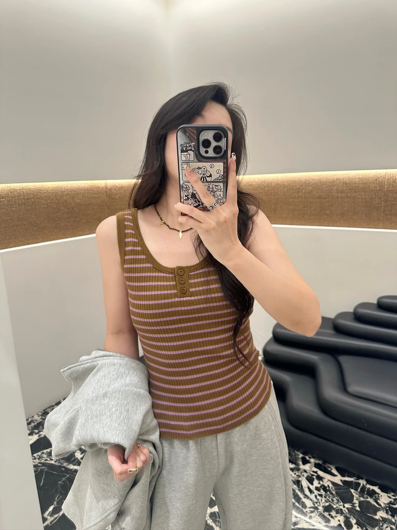 Hi TO Hi 设计师品牌 小众新款 针织条纹羊毛设计感百搭显瘦背心