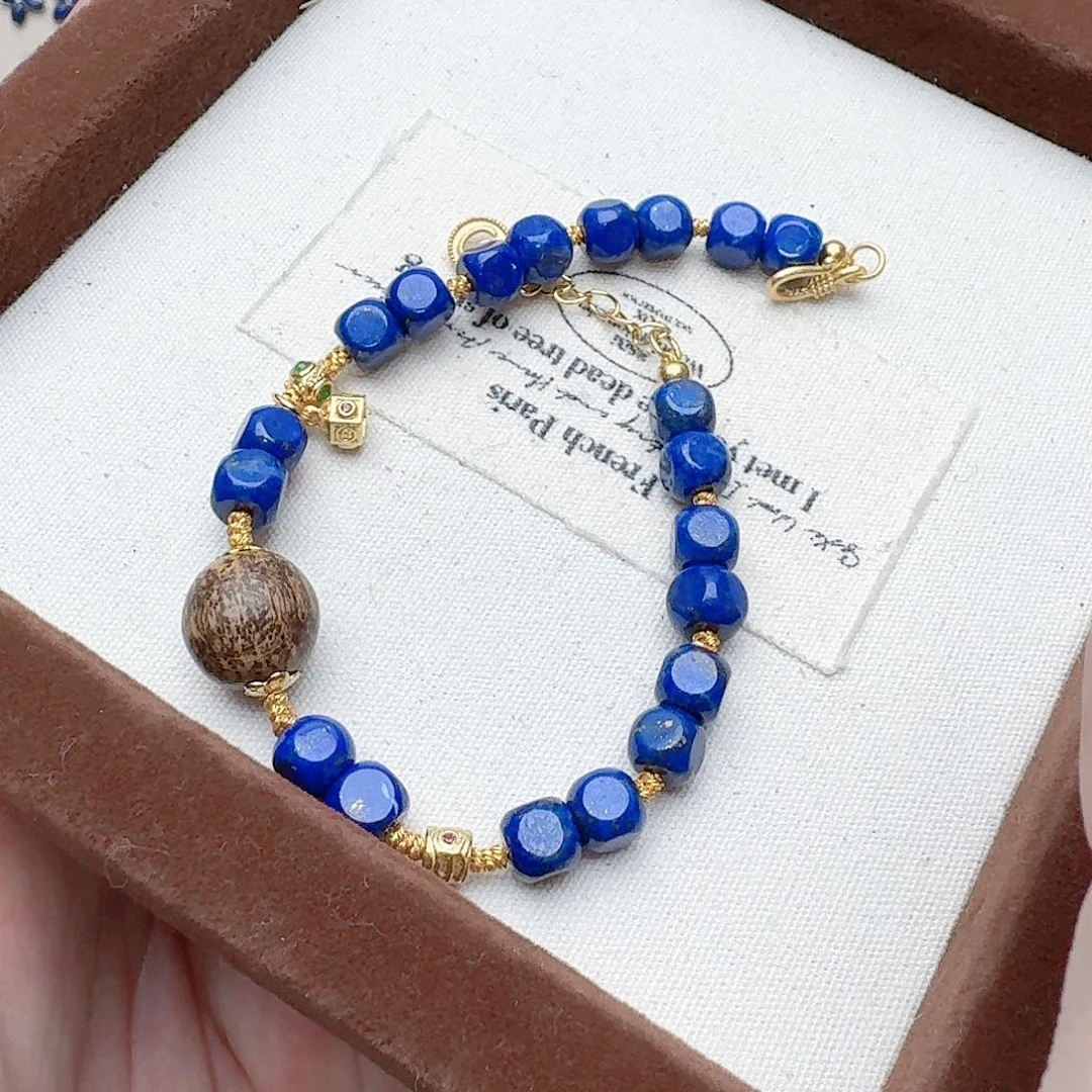 青金石手链银S925镶嵌手链