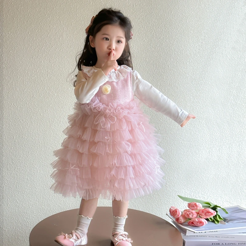 女宝宝春装公主裙两件套装女童连衣裙春秋新款儿童韩版洋气蛋糕裙