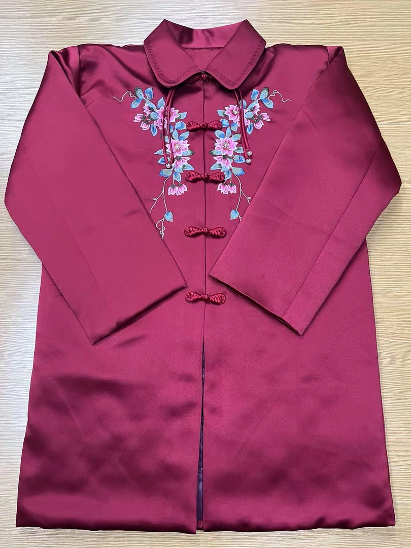 新中式水晶棉面料女士百花牡丹特色服装