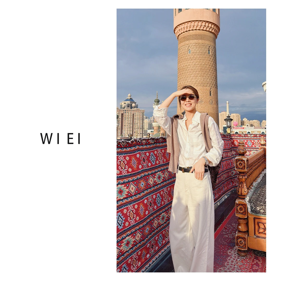 《WI EI》  蓝标 凉感进口100%高支亚麻 V领衬衫+茧型半裙套装25100