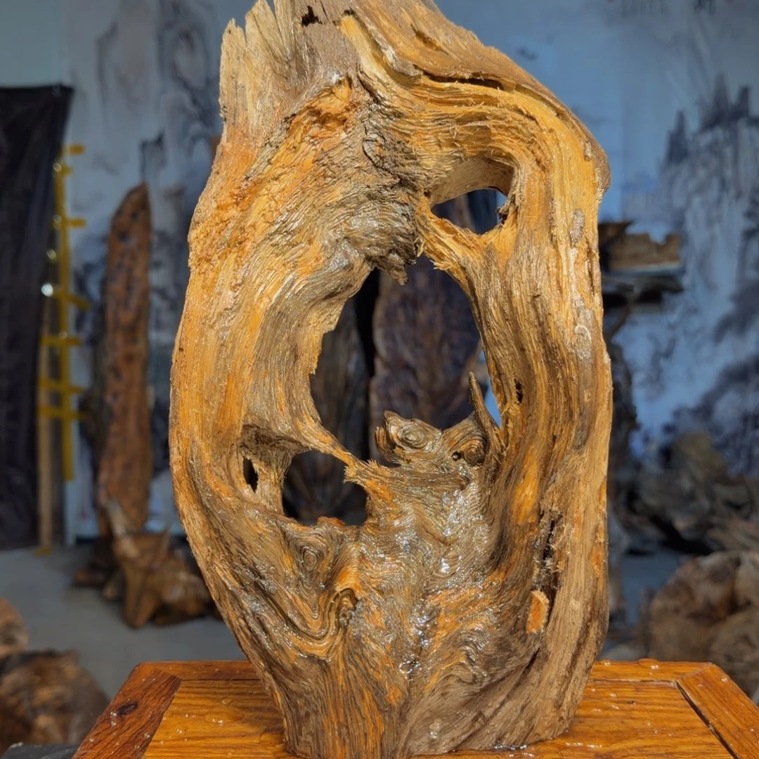 花***果木三丰琥珀木 天然摆件80