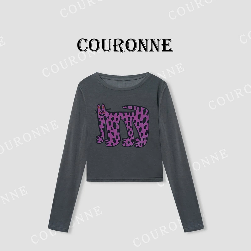 【小熊】-春夏‘’腼腆小猫‘’豹纹元素减龄个性慵懒风软糯长袖33524