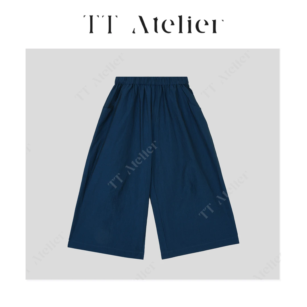 TT设计师【蓝孔雀】夏季小众调性时尚百搭休闲阔腿裤TT190458