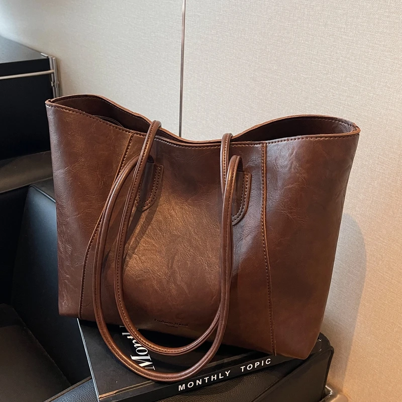 美拉德托特包包女式2025新款高级感复古单肩包大容量托特包通勤包