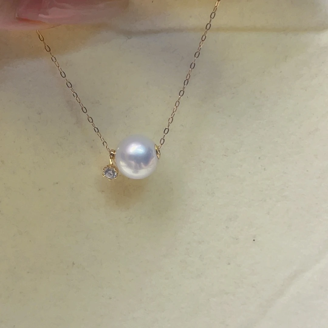 淡水珍珠18K金镶嵌吊坠(赠链)