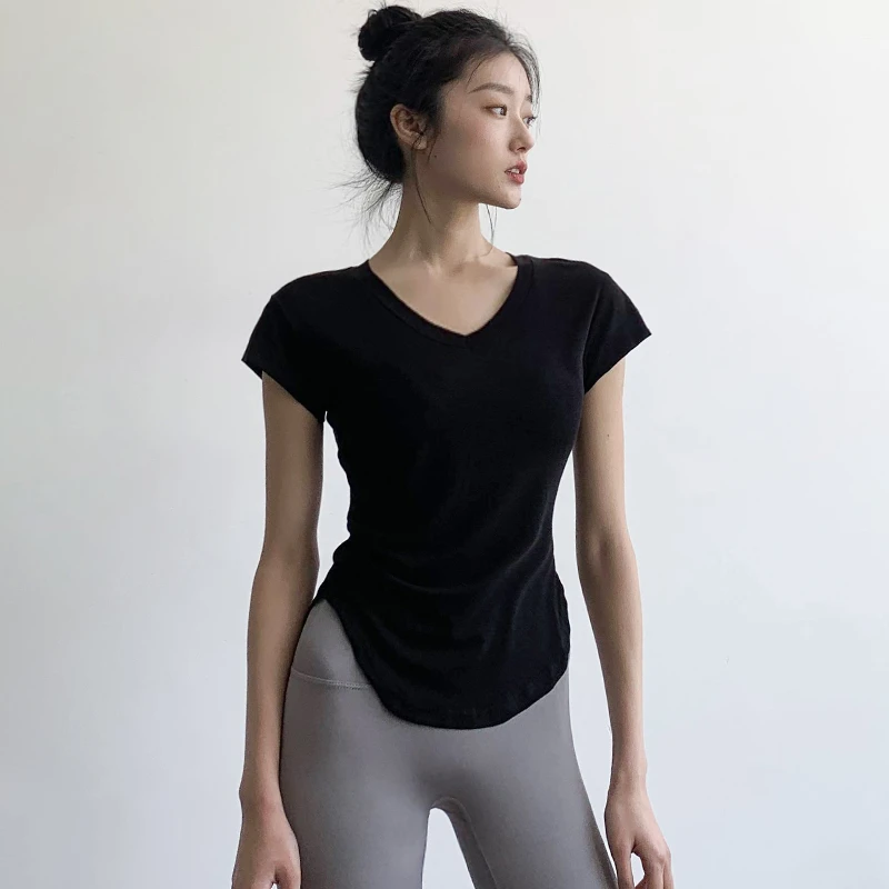 纯欲瑜伽运动上衣女修身显瘦速干专业健身新款薄款裸感修身短袖潮