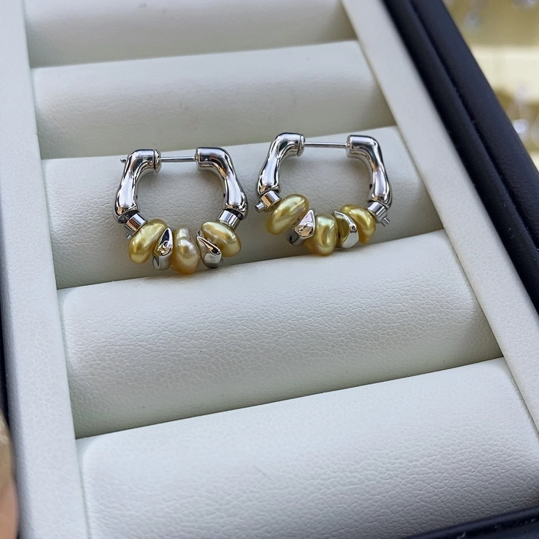 银S925镶嵌耳饰海水珍珠