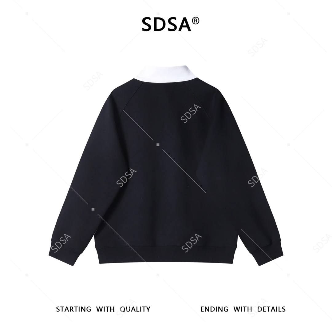 SDSA男士秋冬新款痞帅男装潮牌按扣立领拼接卫衣百搭时尚套头上衣