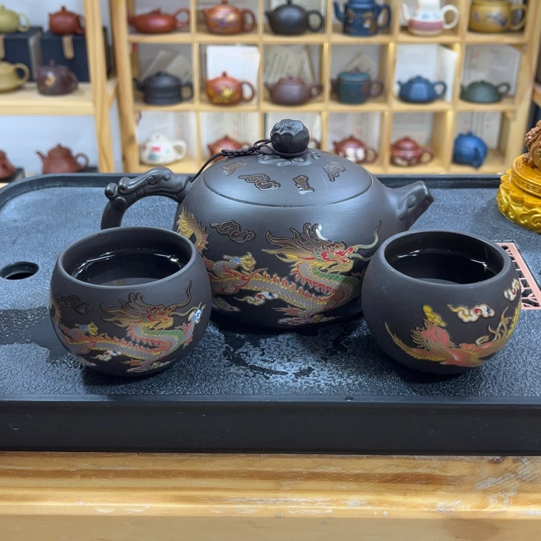 紫砂紫砂龙凤变色西施（一壶两杯）