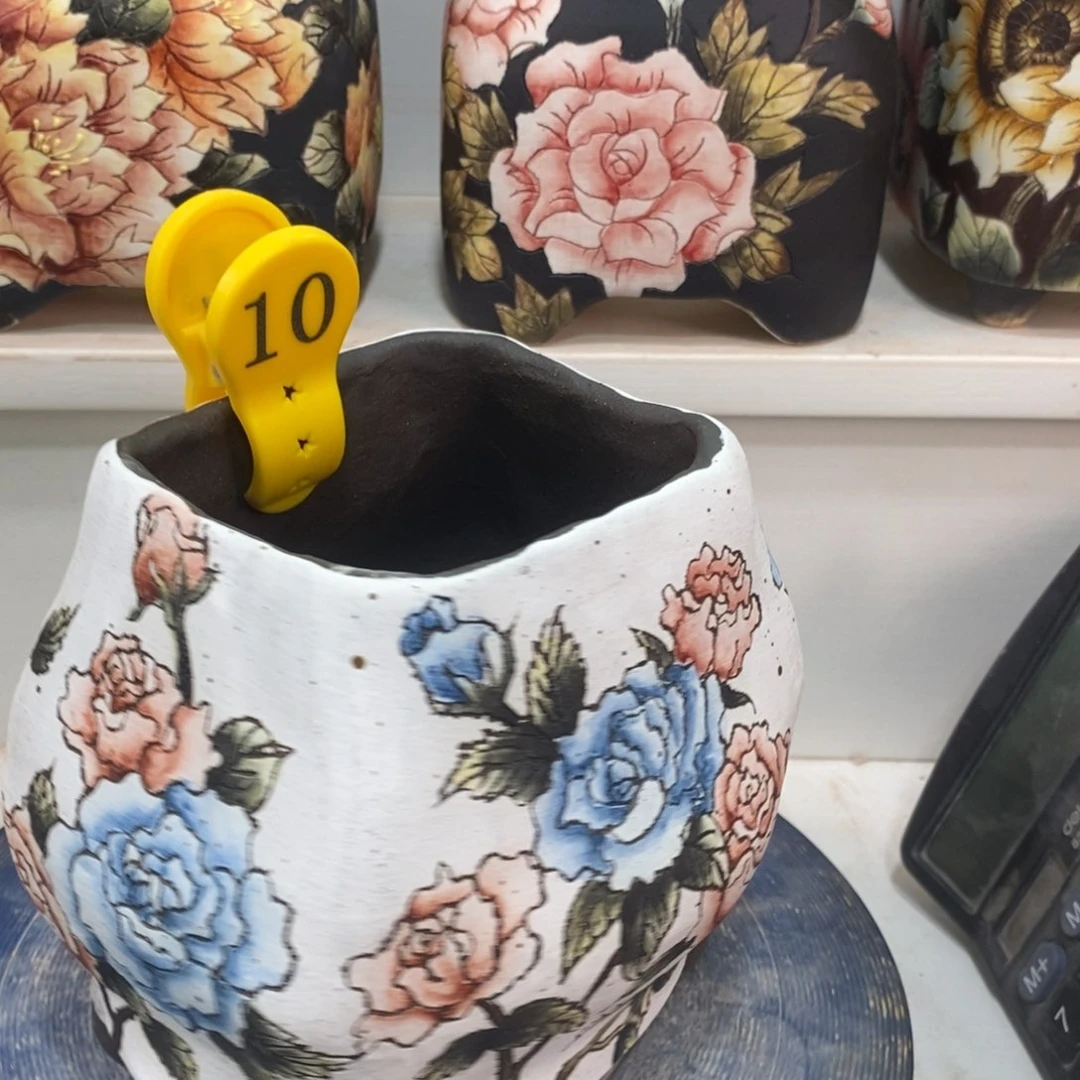 紫砂花盆六*水晶花盆微瑕10