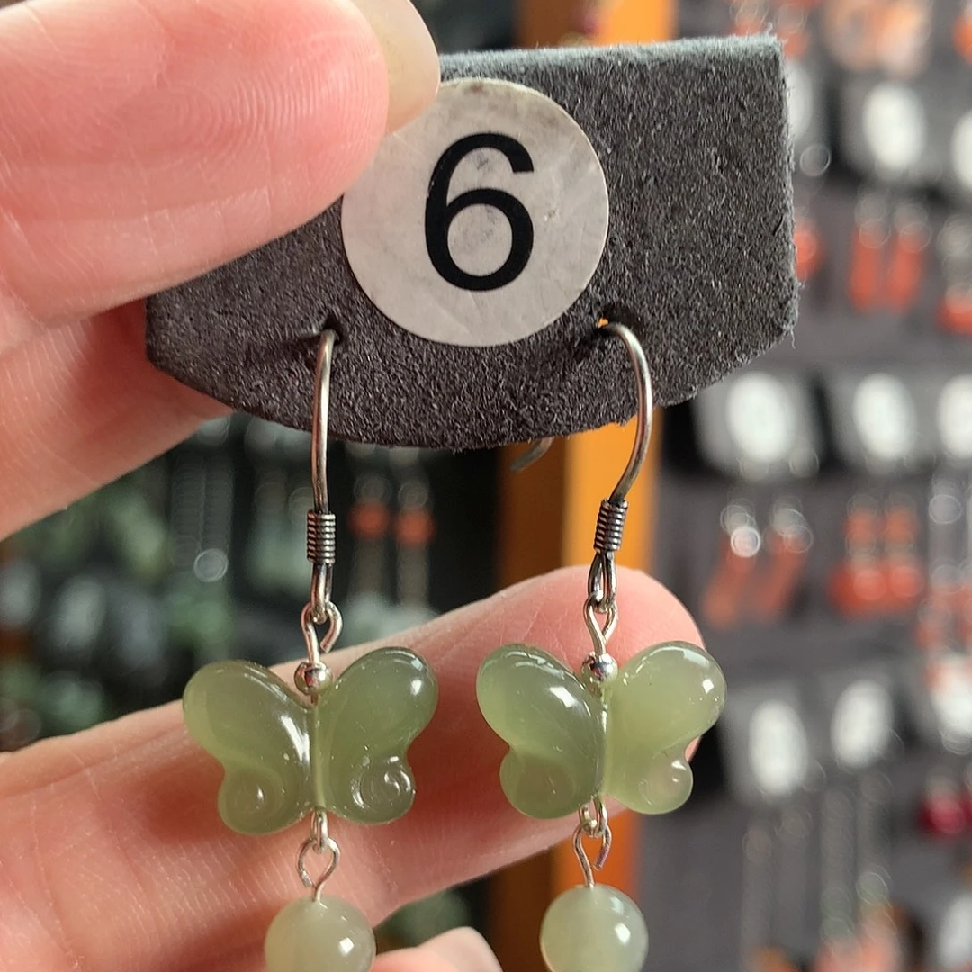 河***西和田玉银S925镶嵌耳饰6