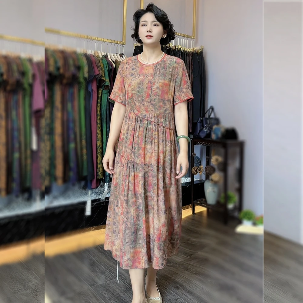 蚕物【273】专柜原版100%桑蚕丝重缎连衣裙女装女