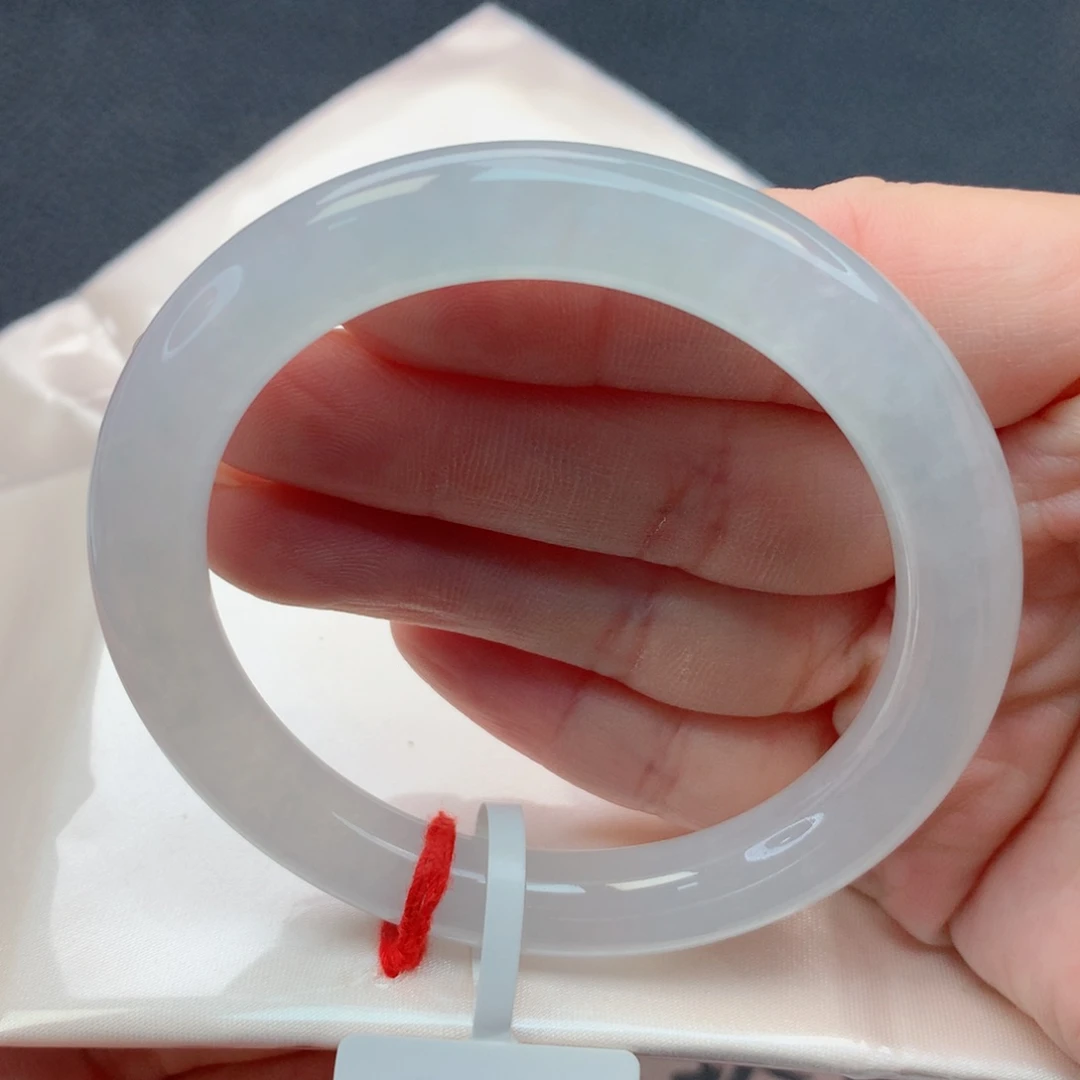 伴***-翡翠未镶嵌手镯53-54冰冰透透白月光