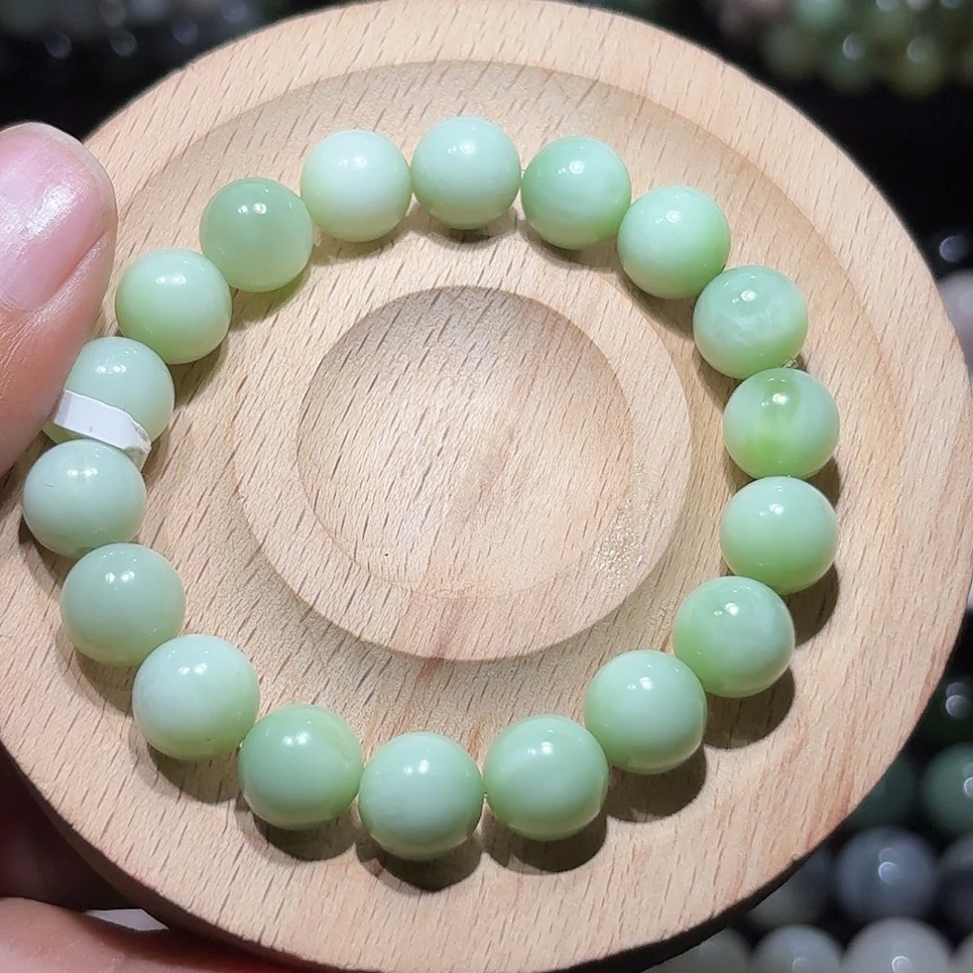 和田玉未镶嵌手链和田玉黑羊洞薄荷绿卡10