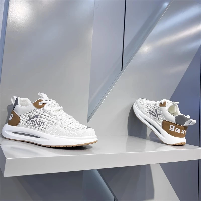 时尚潮流休闲鞋夏季舒适软底老爹鞋镂空编织男鞋百搭透气网面鞋子