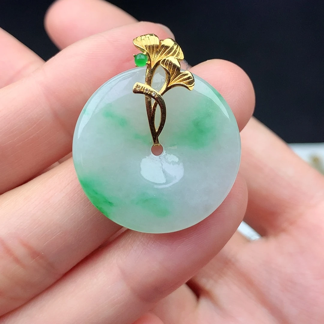 翡翠18K金镶嵌吊坠(不含链)