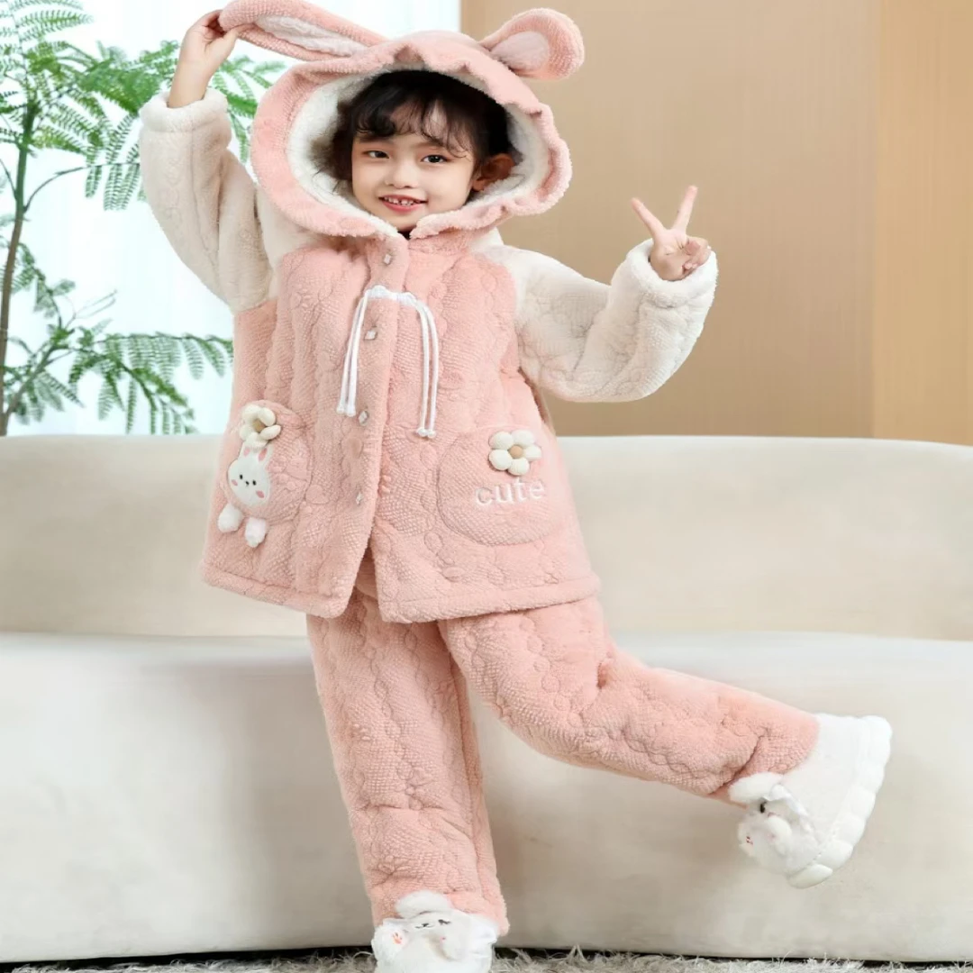 女小中童款加厚外穿一件过冬家居服
