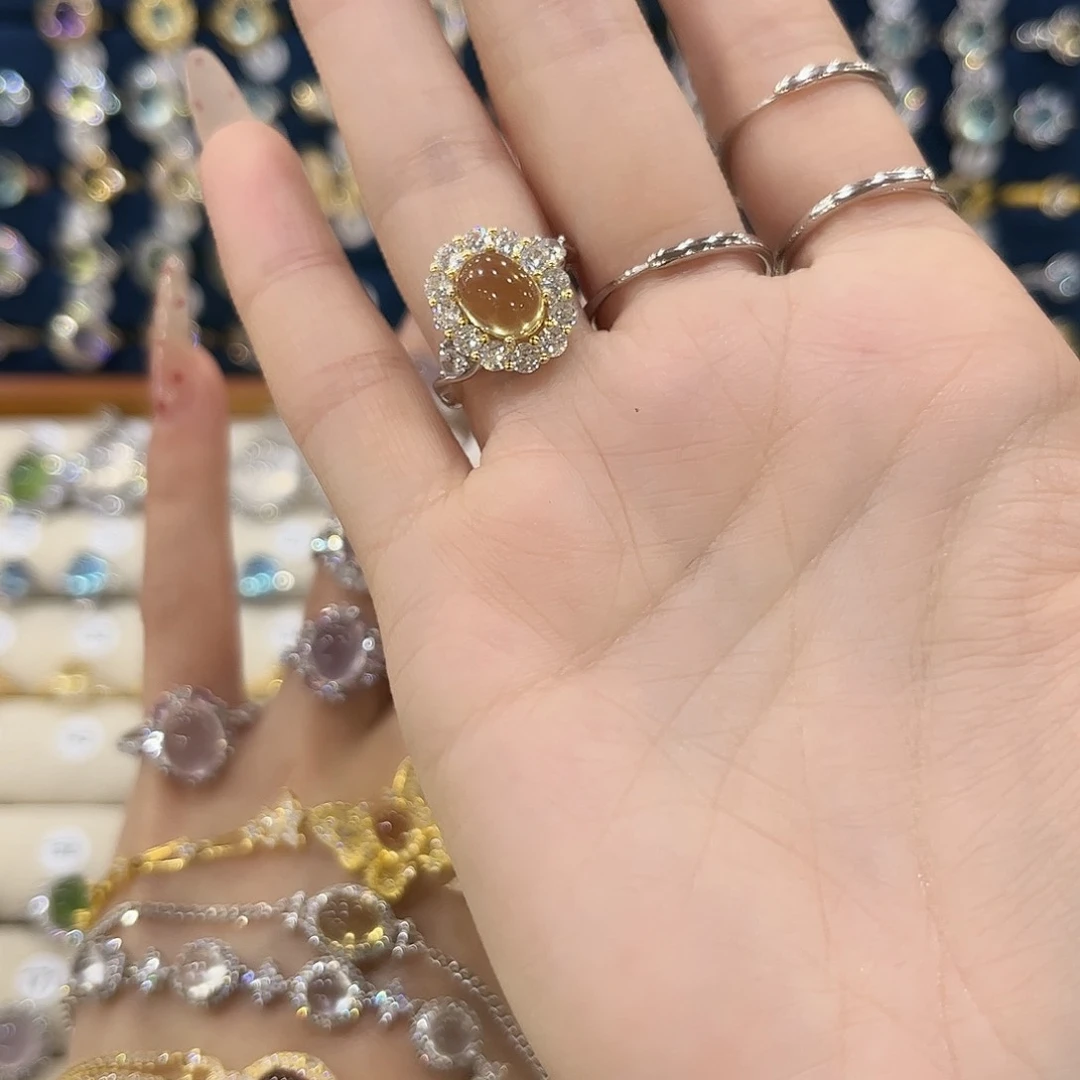 黄晶女款银S925镶嵌㋉戒指6