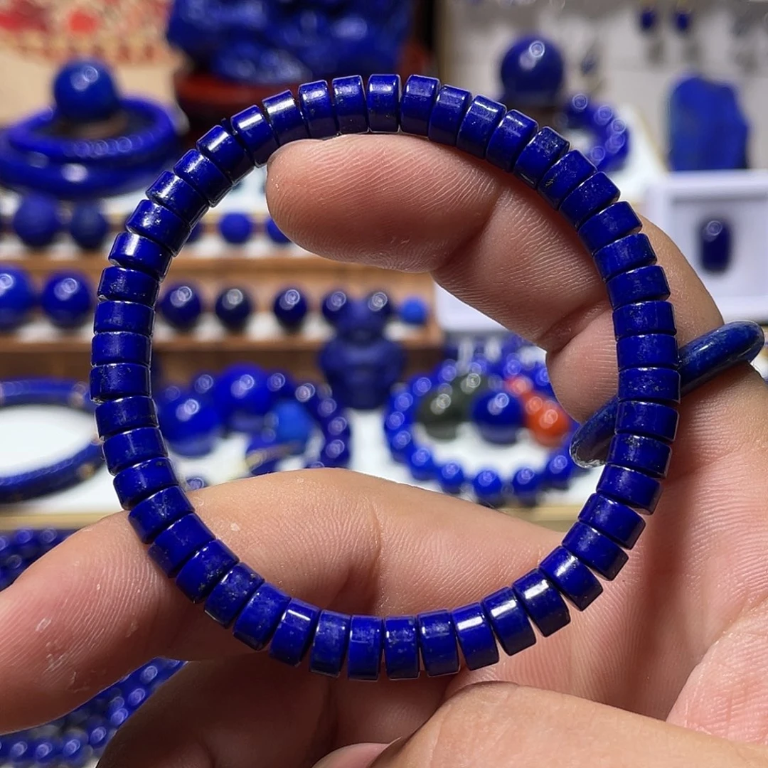 青金石未镶嵌精工药片6.5mm手串