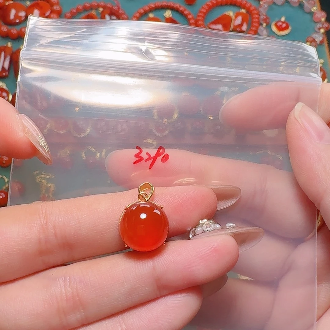 南红玛瑙银S925镶嵌吊坠