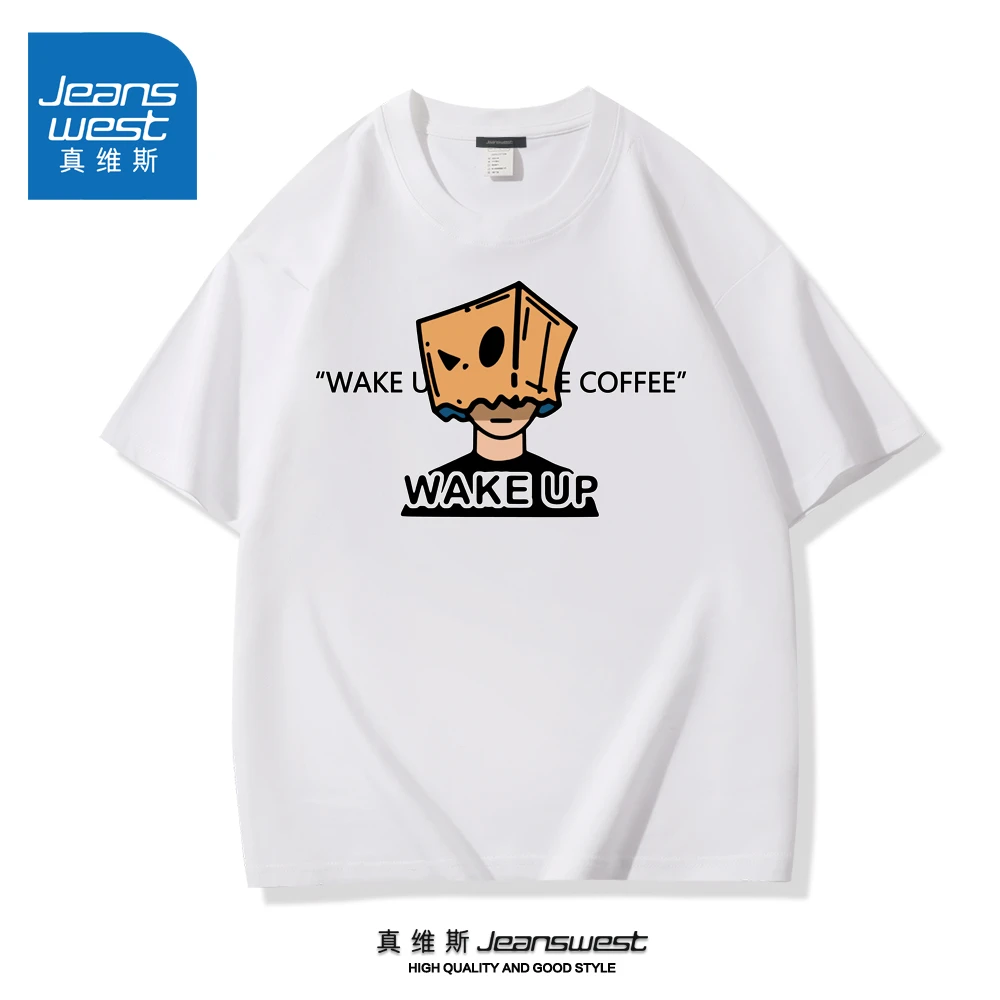 真维斯短袖夏季情侣T恤印花潮流t恤学生夏装休闲男士173195-WH