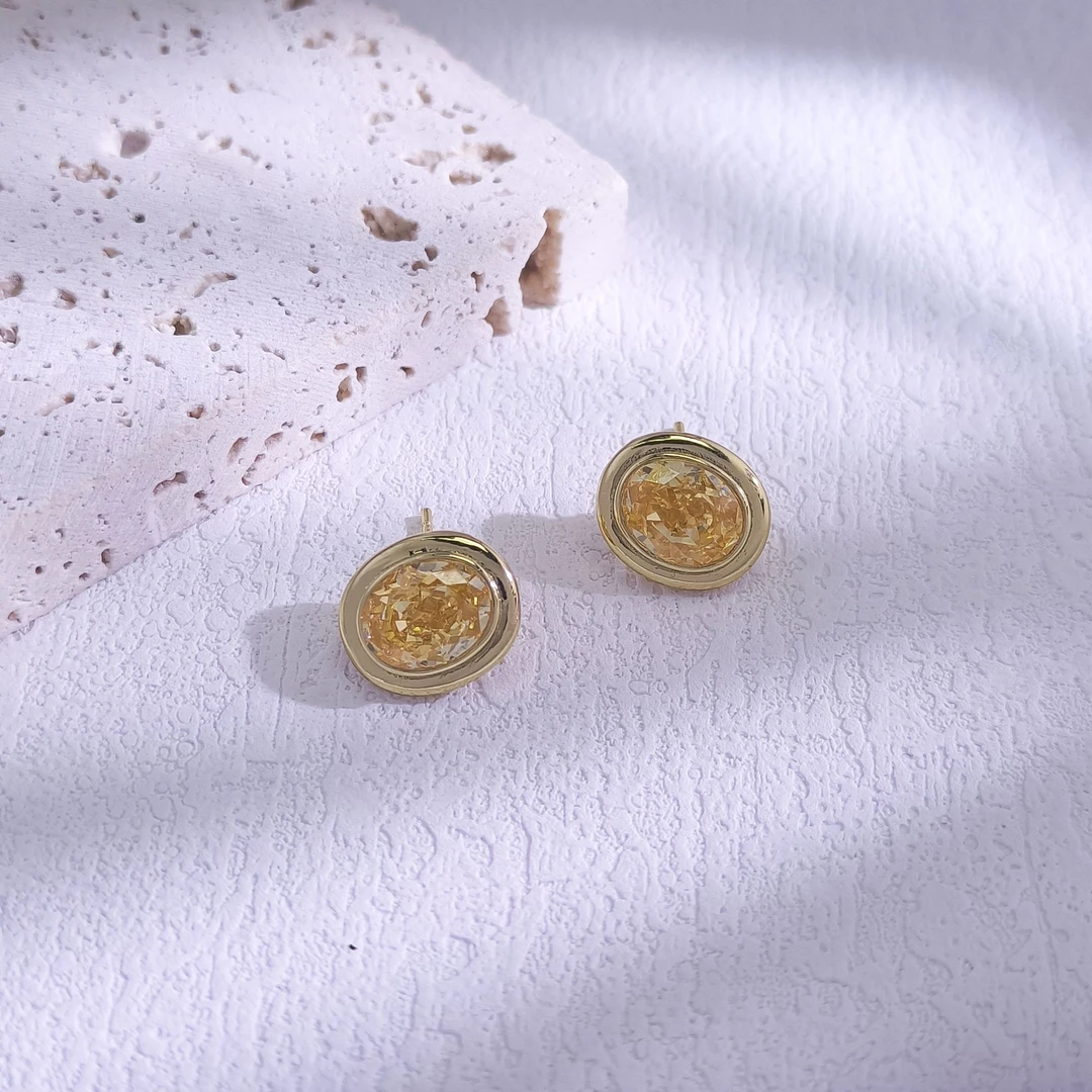 铜合金合成锆石耳饰 WHSM-000885【曜辉】耳饰轻奢时尚百搭气质欧美