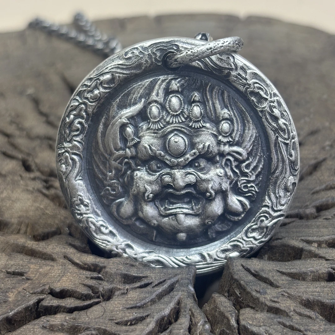 足银银制品 黑财神足银手工吊坠礼物 时尚复古实心挂坠