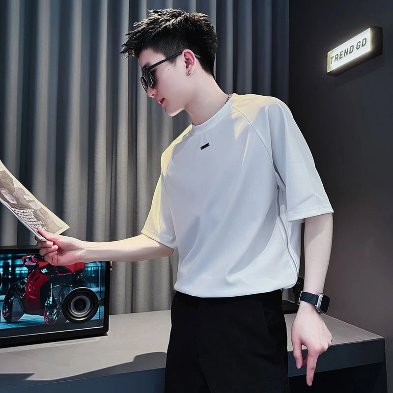 男士短袖t恤夏季薄款2025新款网红洋气炸街男装痞帅风半袖上衣服