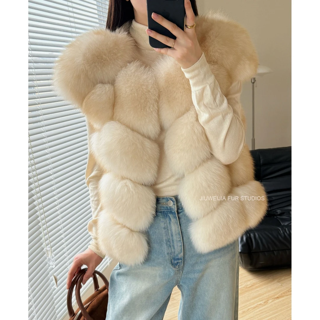 九尾家2025秋冬新款海宁进口整皮背毛狐狸毛皮草马甲女毛毛外套爆