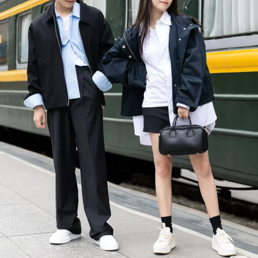 宝丫轻奢 女式时尚百搭短款连帽风衣外套K3778