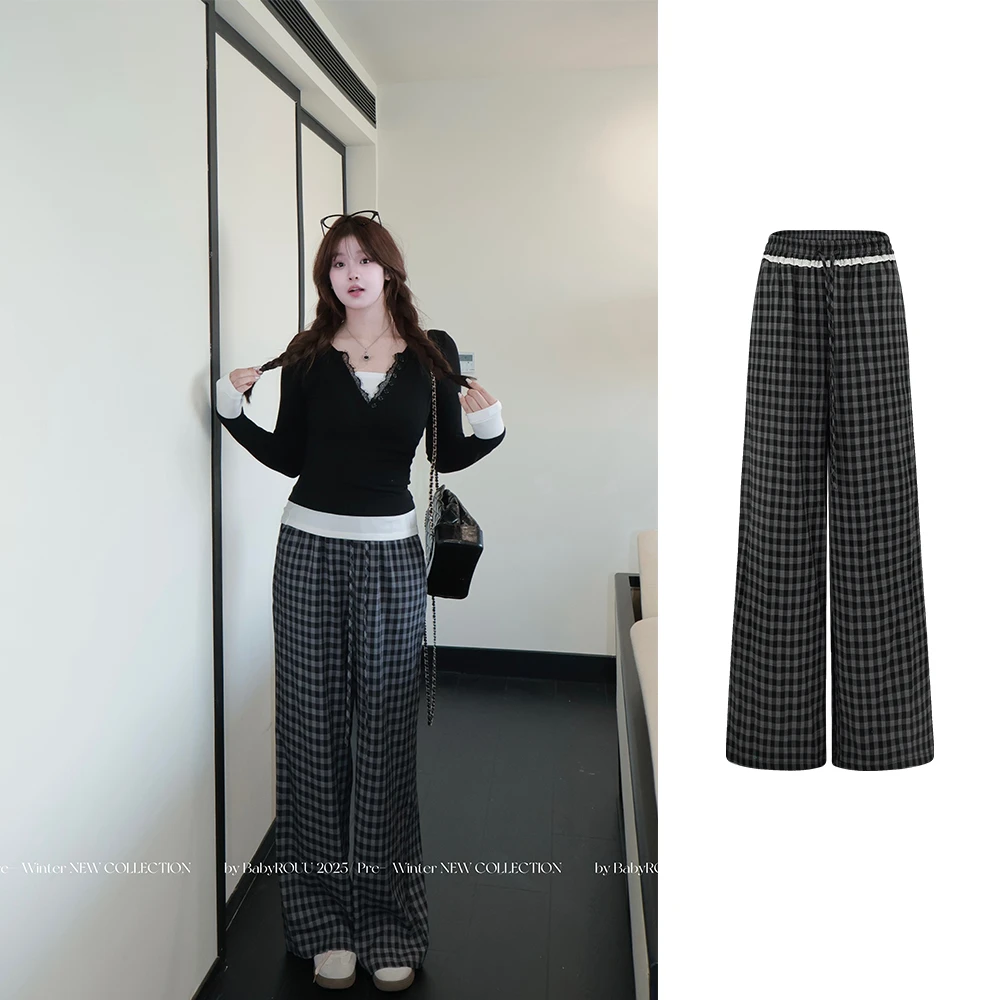 【甜嗲心动】温与柔慵懒薄款针织开衫氧气减龄吊带格纹腔调休闲裤