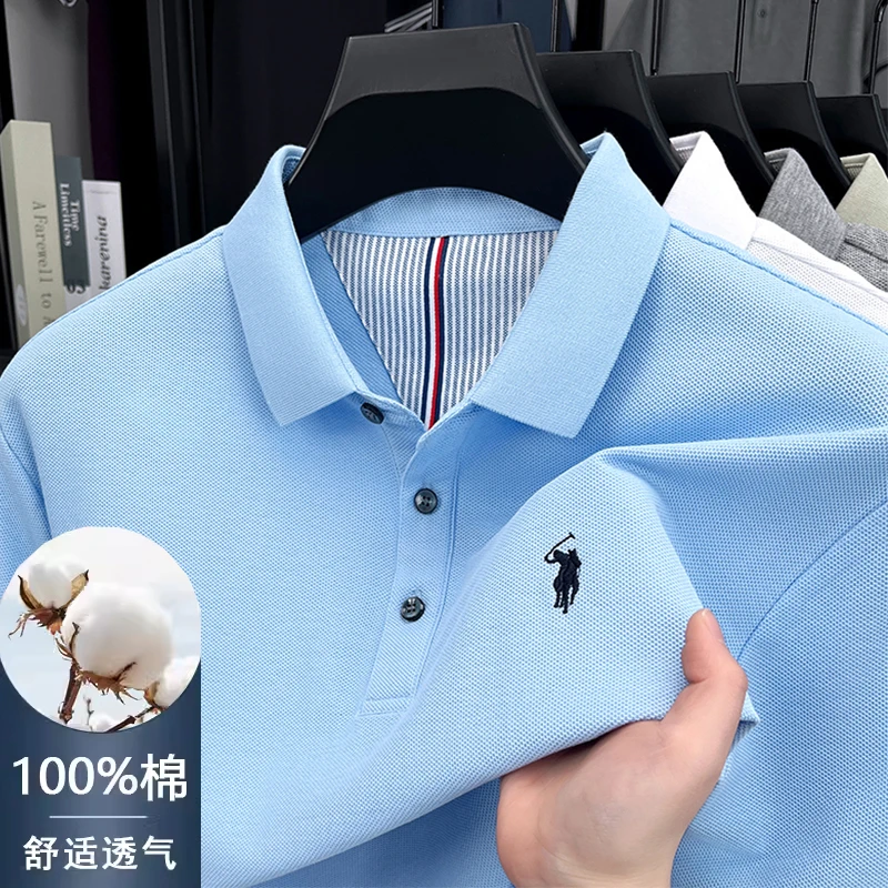 正品保罗100%纯棉夏季新款短袖t恤polo衫翻领运动休闲半袖上衣男