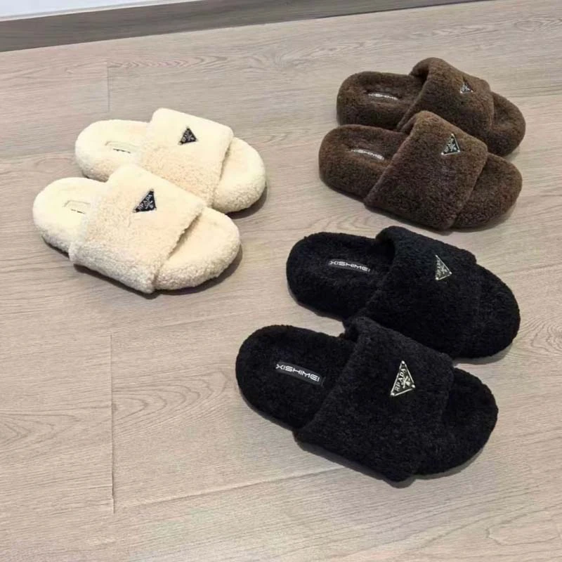 欧货2025秋季新款厚底增高毛毛拖鞋女外穿一脚蹬懒人鞋百搭一字拖