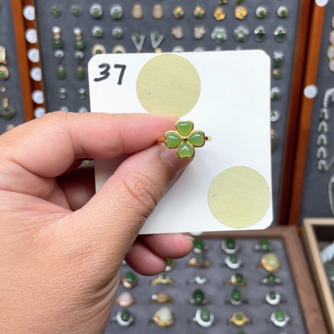 和田玉戒指银S925镶嵌和田玉37