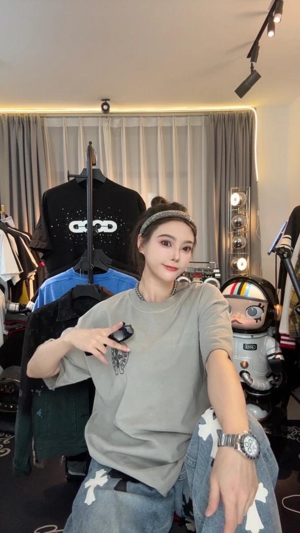 钱老板S25春款【克老师做旧洗水】短袖 百搭潮流个性款时尚夏季宽松