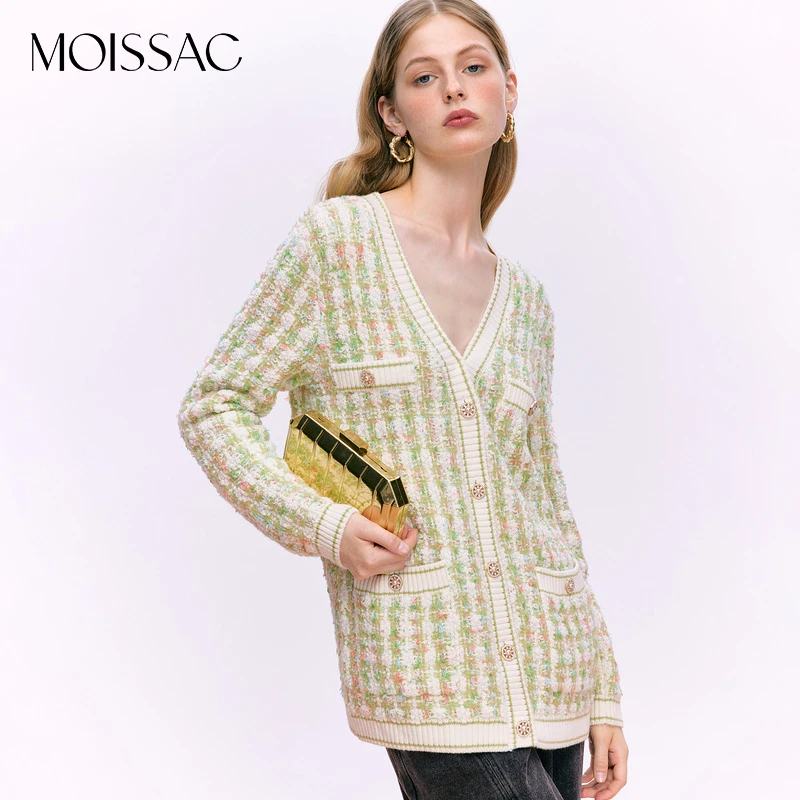 【KK专属】MOISSAC摩萨克秋法式蝴蝶纱香风针织开衫MTDQ30606