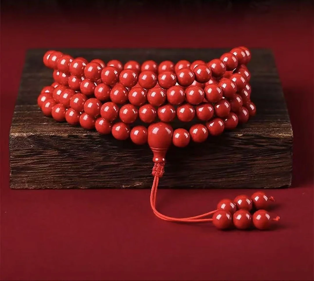 含辰砂工艺品0033朱砂红108珠精品手串an0033（无礼盒）
