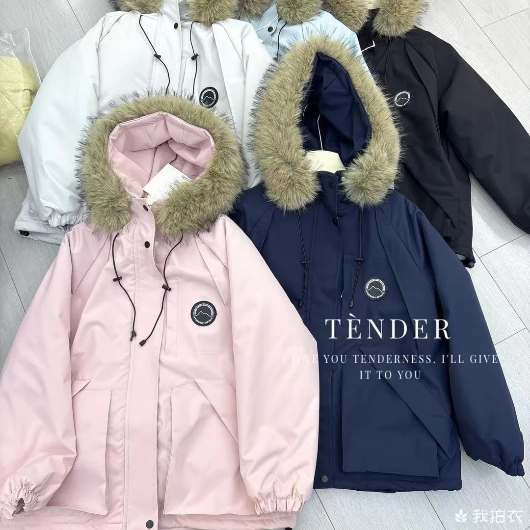 KJA33加厚宽松毛领工装棉服韩版外套