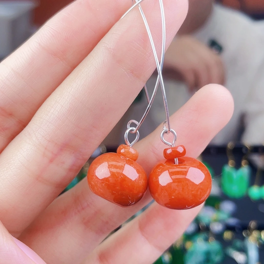 翡翠银S925镶嵌耳饰饰品