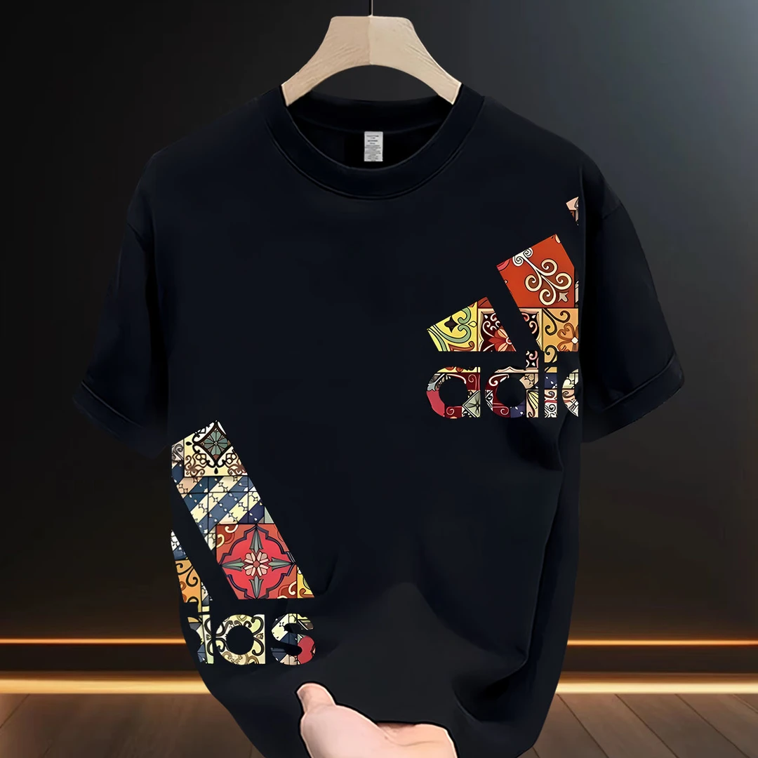 2025夏季新款男士ins短袖t恤大码高级感设计小众圆领时尚半袖上衣