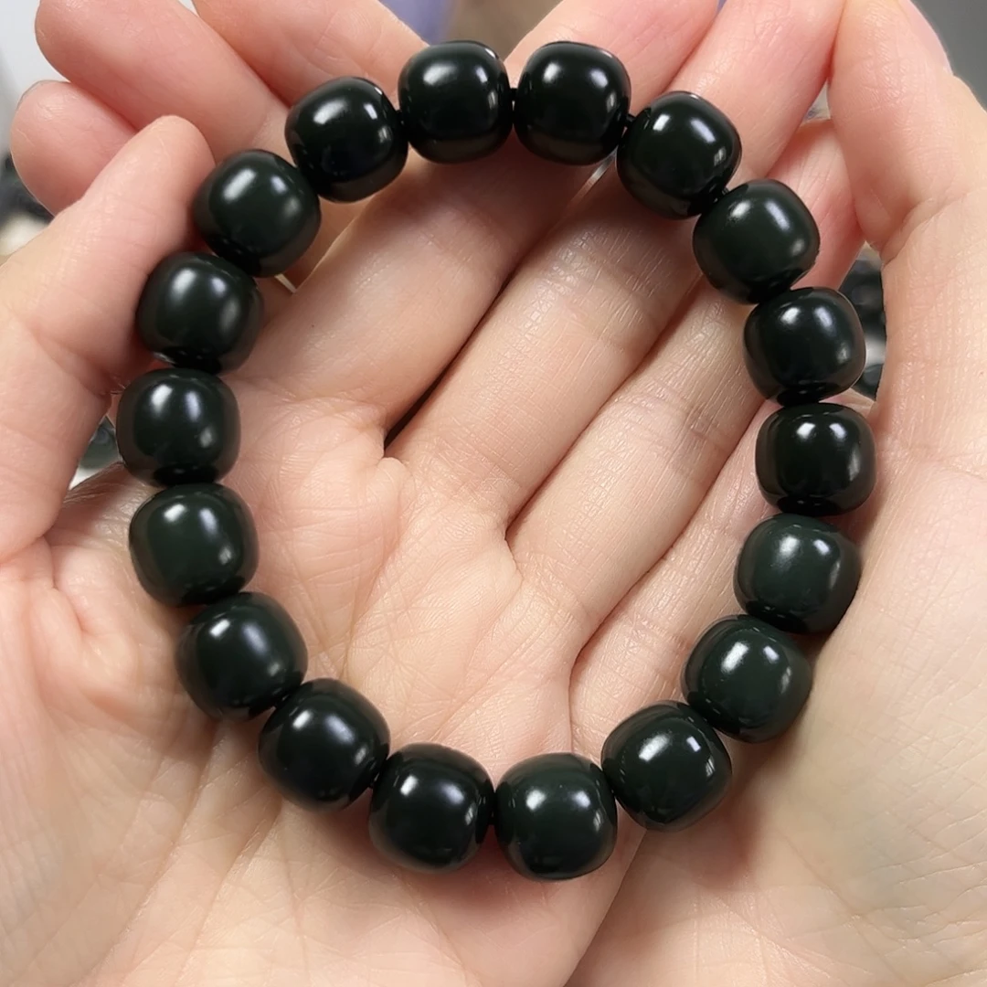 和田玉未镶嵌手串卡12老形珠珠宝级货头